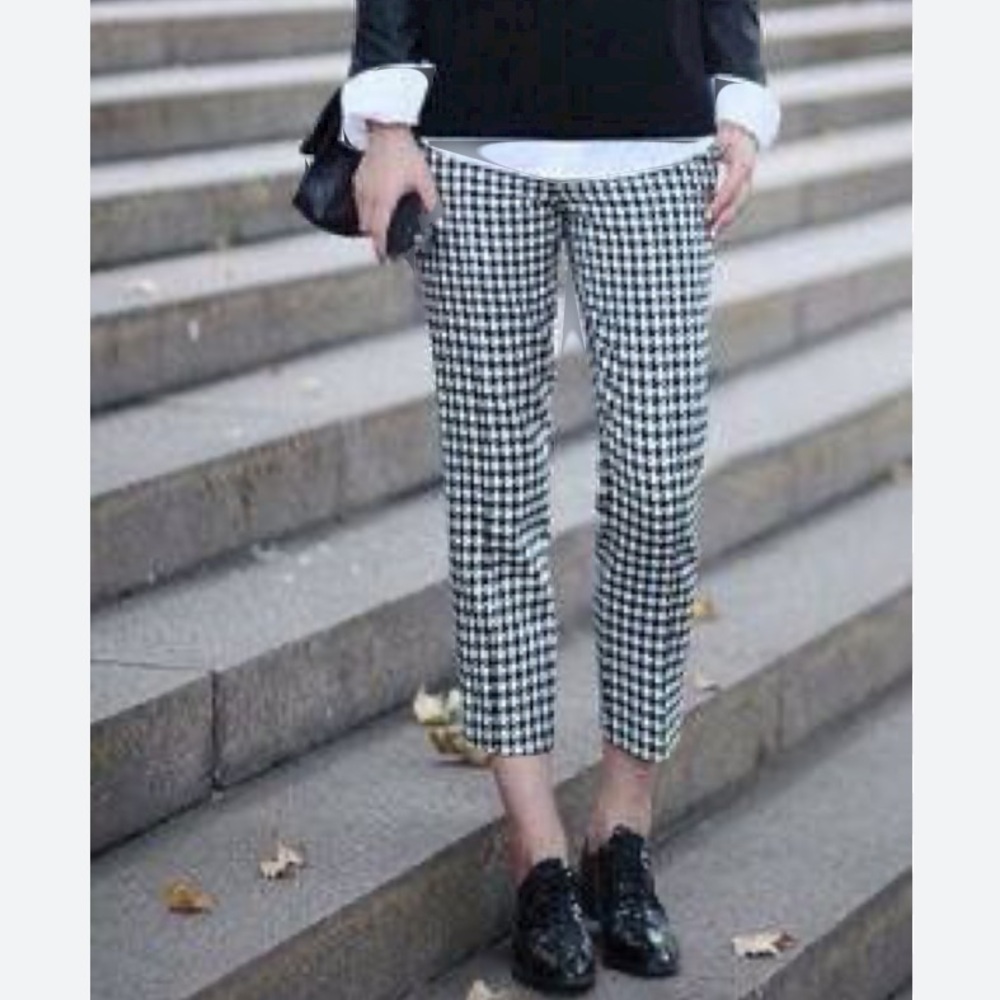 PRADA Houndstooth wool cigarette ankle cropped pants